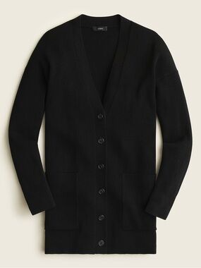 J. Crew Ribbed long cardigan sweater Wool Blend Oversized Size Small Button Up